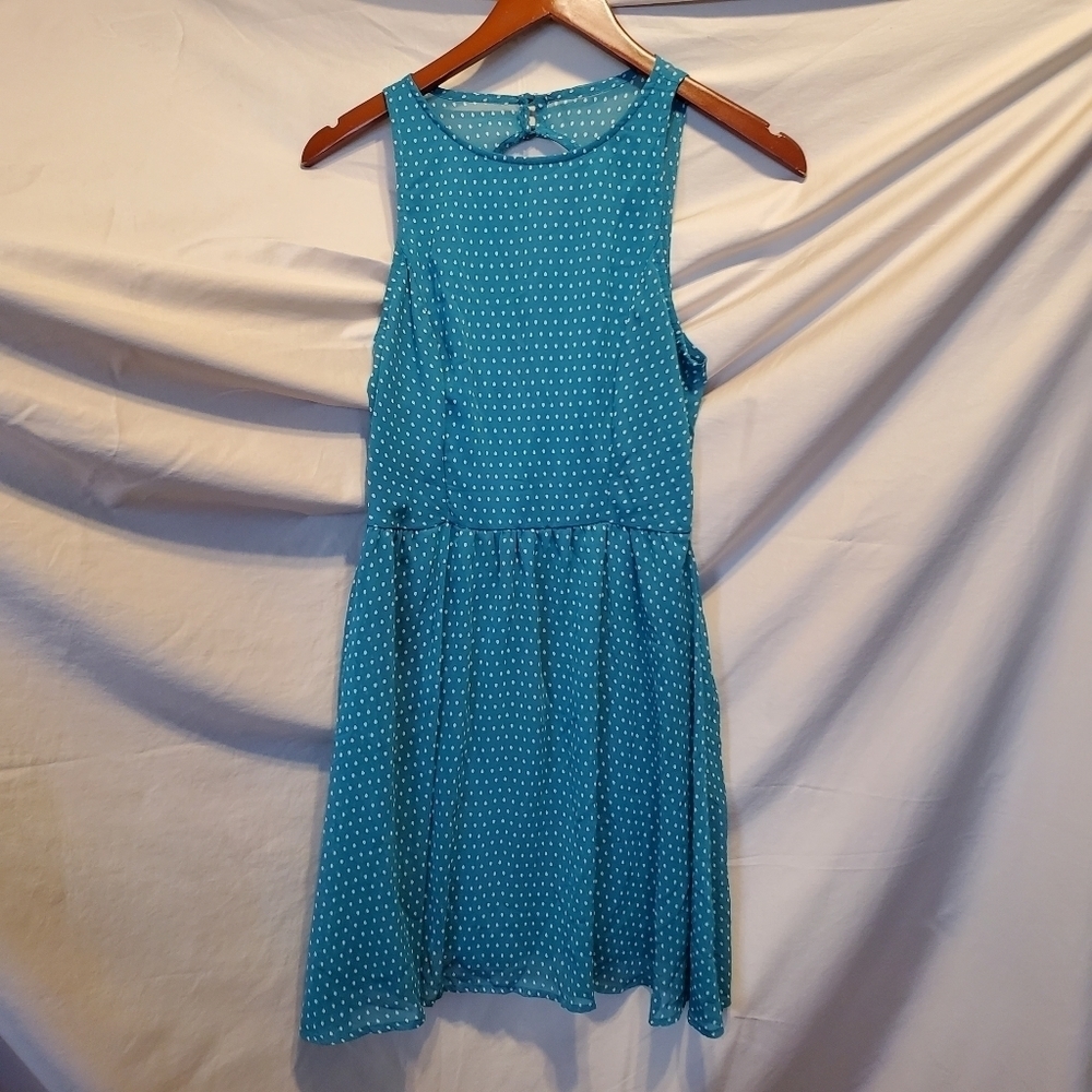 Lush Polka Dot Dress w/Detailed Back Midi SZ XS